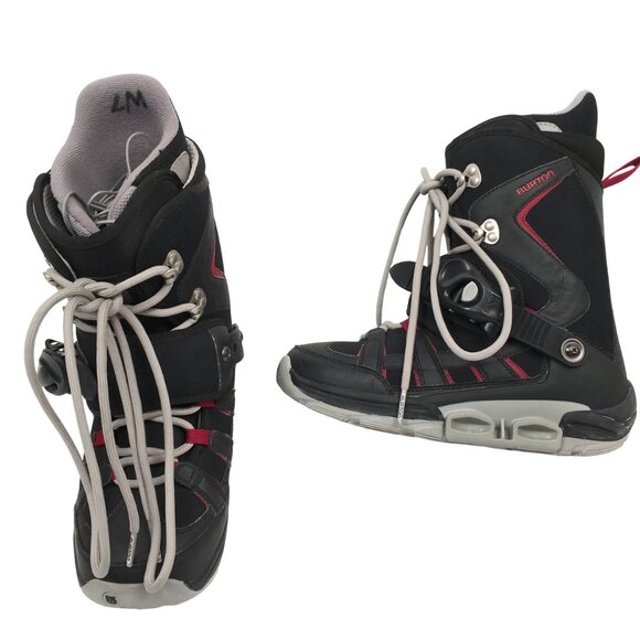 NEW! BURTON MOTO SI STEP IN SNOWBOARD BOOTS! SIZE 7 WOMENS BLACK & RED - Picture 1 of 2